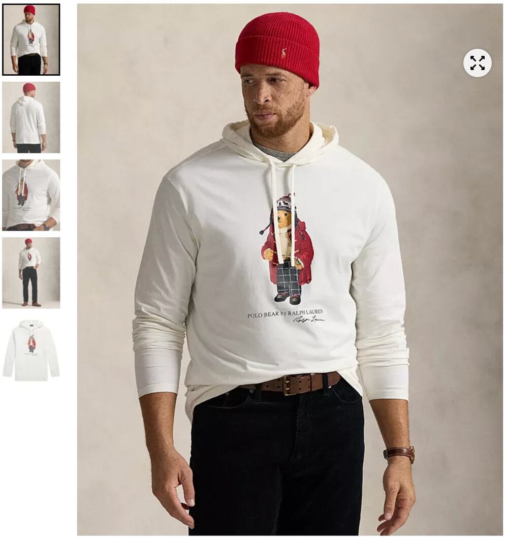 Polo Ralph Lauren Long Sleeve Bear T-Shirt with Hoodie White